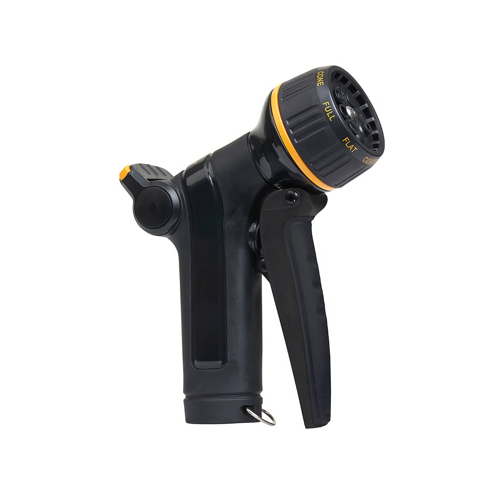 Metal Garden Hose Nozzle Front Trigger with Flow Control 8 Spray Patterns Rubberized Non Slip Grip