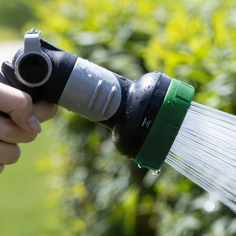 Heavy Duty Metal Garden Hose Nozzle Thumb Control 4 Spray Patterns for Plants Lawns Cars and Pets