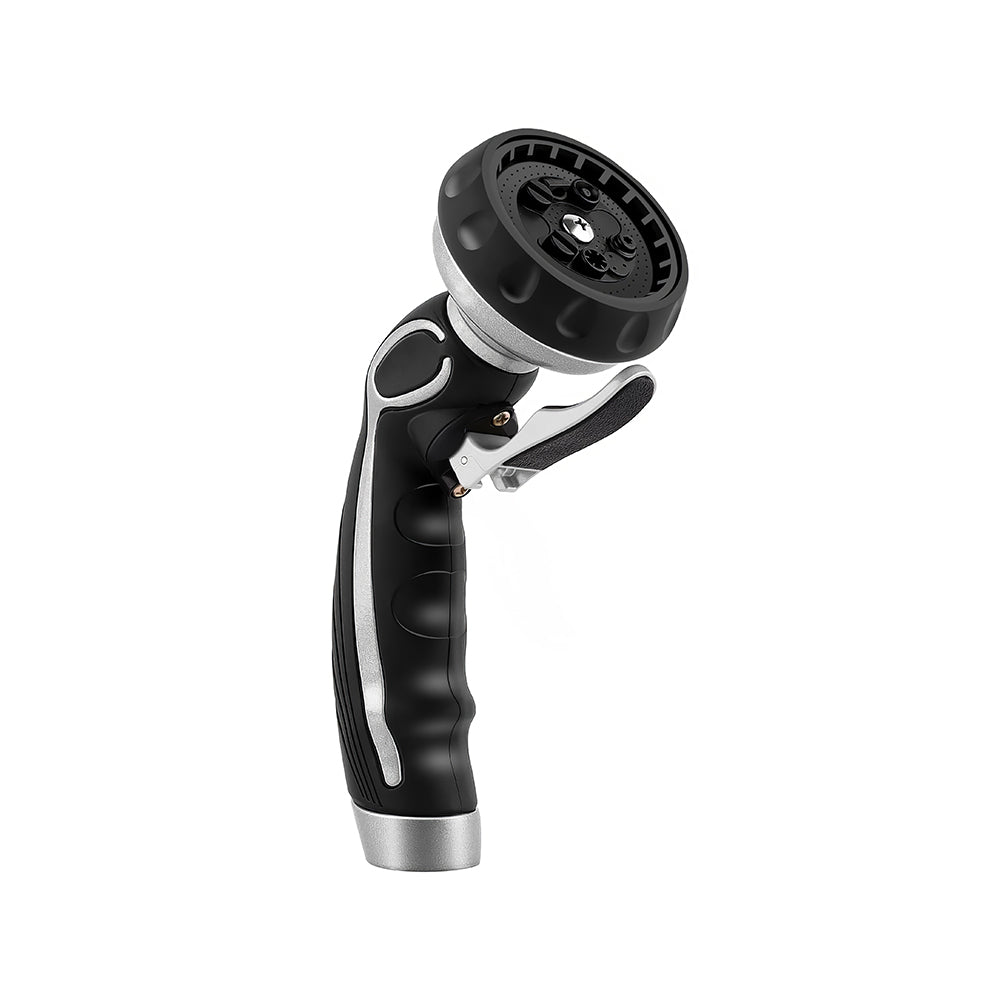Metal Garden Hose Nozzle with Self Lock Trigger 9 Spray Patterns