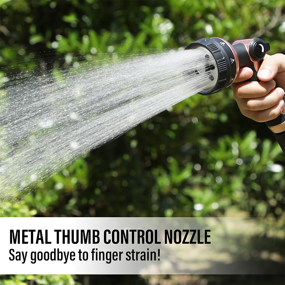 Heavy Duty Metal Garden Hose Nozzle with Thumb Control and 8 Spray Patterns
