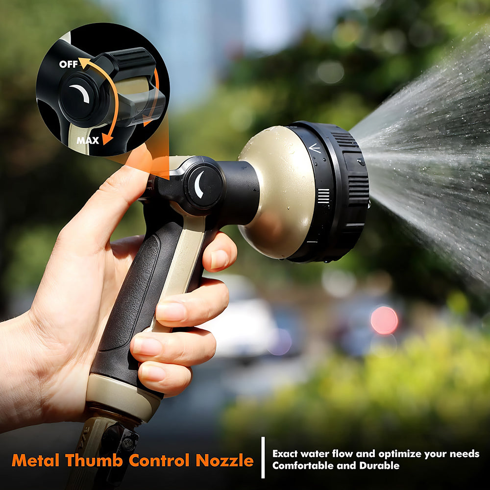Metal Garden Hose Spray Nozzle with Thumb Control 8 Spray Patterns for Lawn Plants Car and Pet Washing