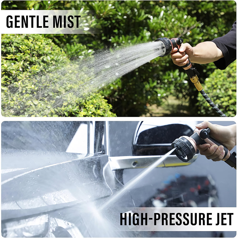 Heavy Duty Metal Garden Hose Nozzle with Thumb Control and 8 Spray Patterns