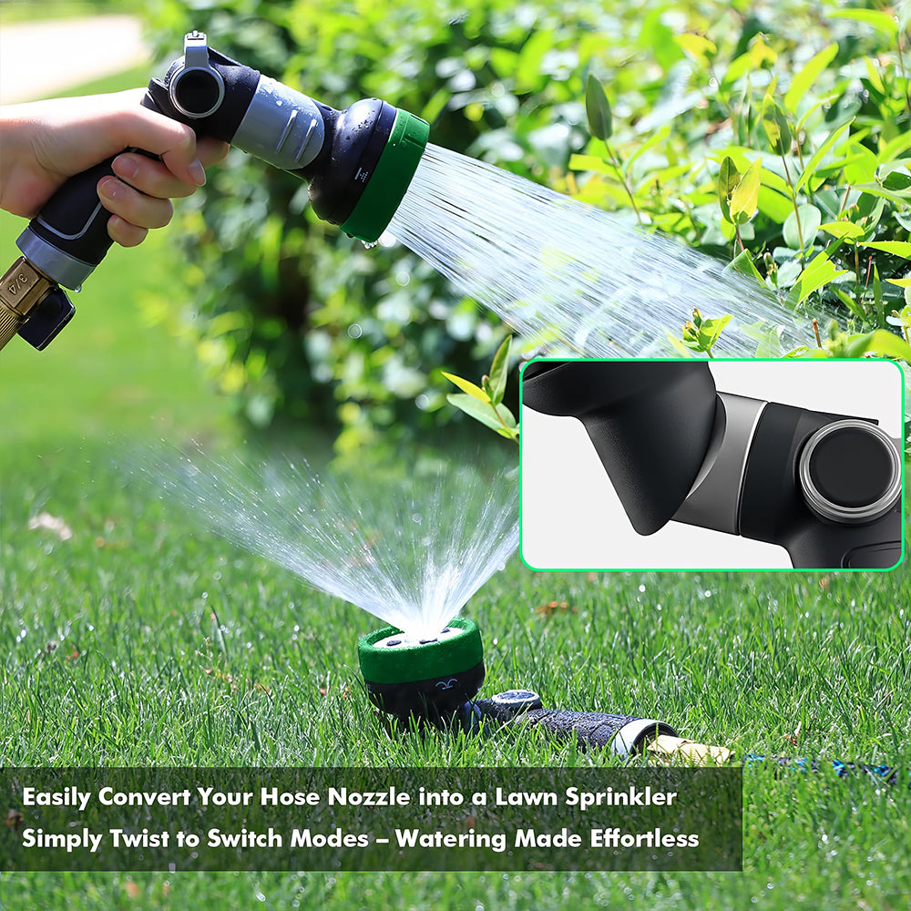 Heavy Duty Metal Garden Hose Nozzle Thumb Control 4 Spray Patterns for Plants Lawns Cars and Pets