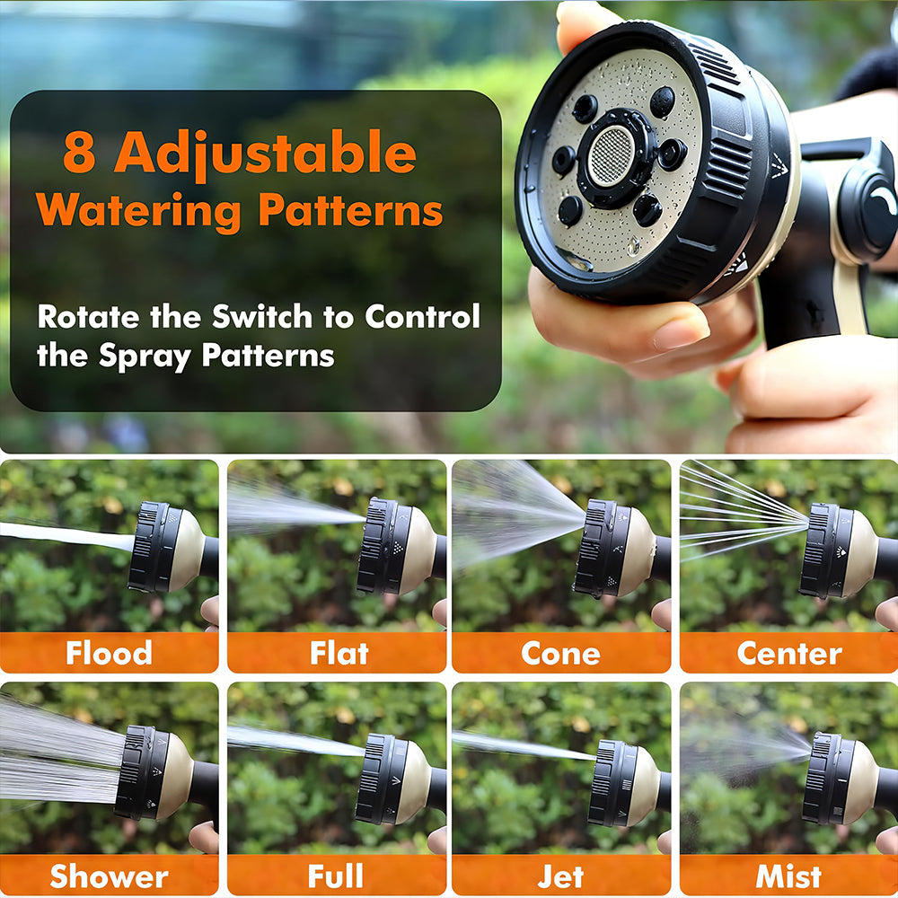 Metal Garden Hose Spray Nozzle with Thumb Control 8 Spray Patterns for Lawn Plants Car and Pet Washing